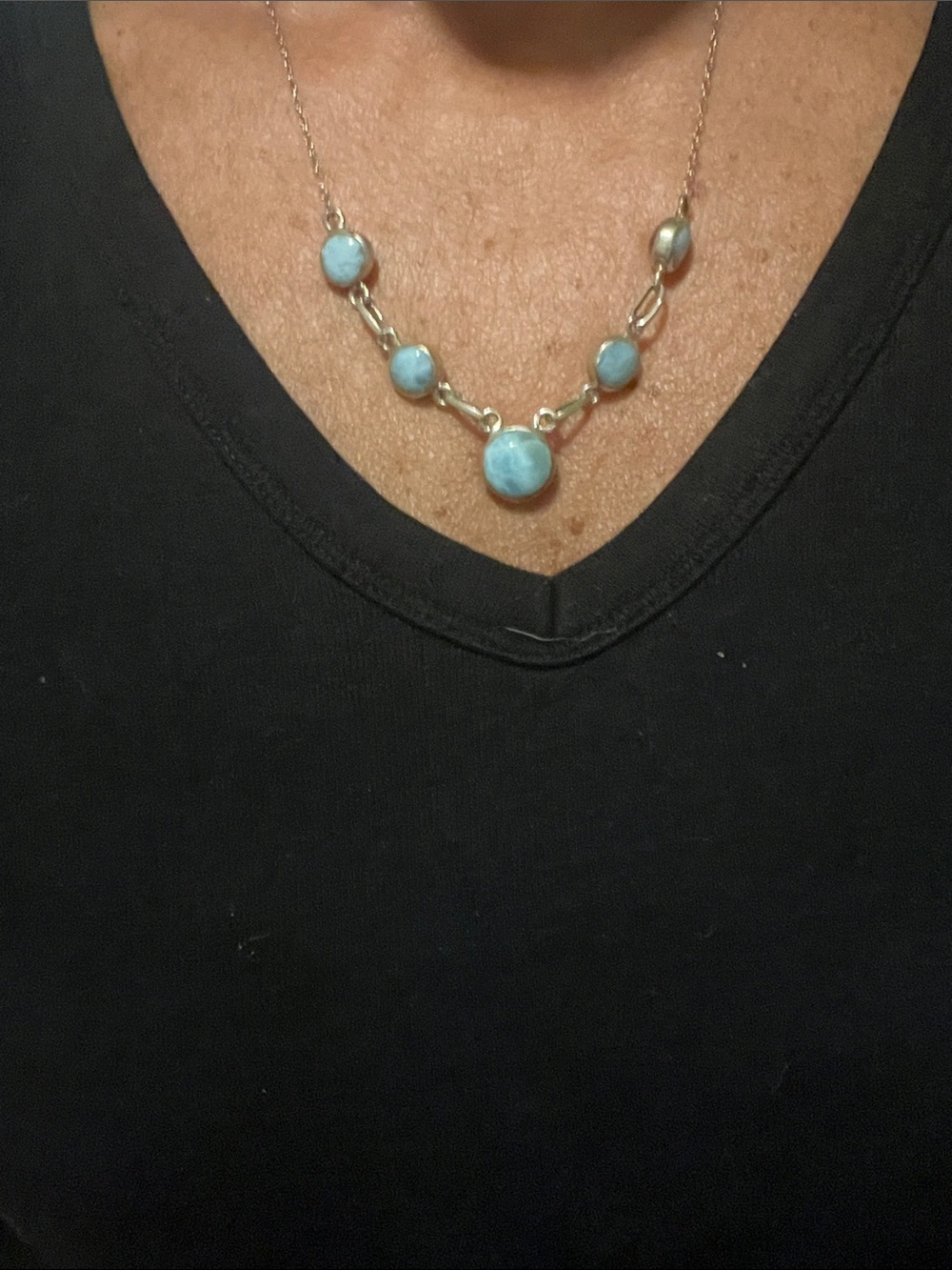Blue Cabochon Link Necklace - Women Jewelry